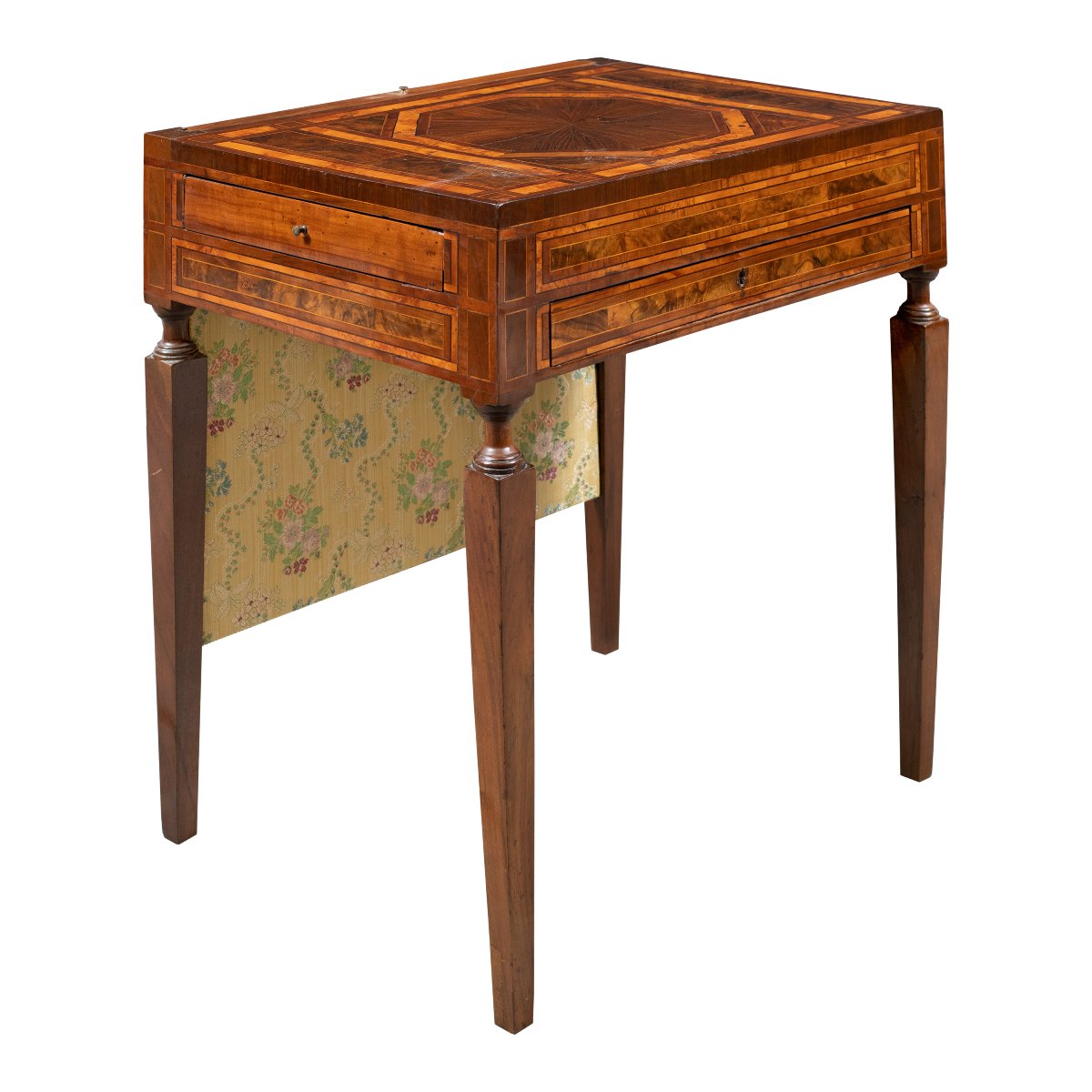 Bureau à abattant en noyer plaqué de loupe, de bois fruitier et d'essences diverses - XVIII.-photo-3
