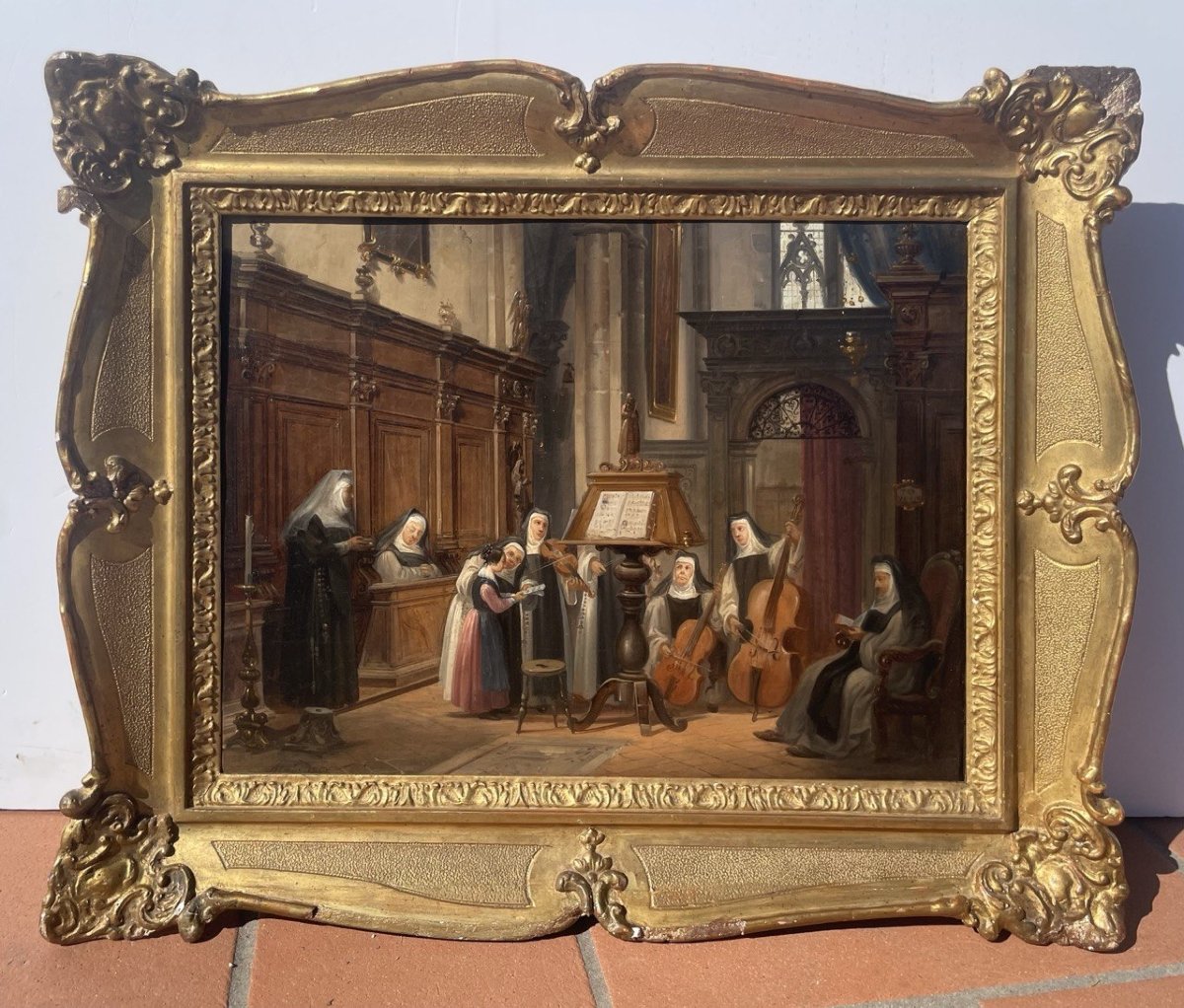 Federico Moja (milan 1802 - Dolo 1885) - Music Lesson In Church.-photo-1