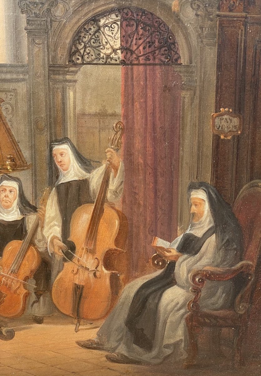 Federico Moja (milan 1802 - Dolo 1885) - Music Lesson In Church.-photo-3