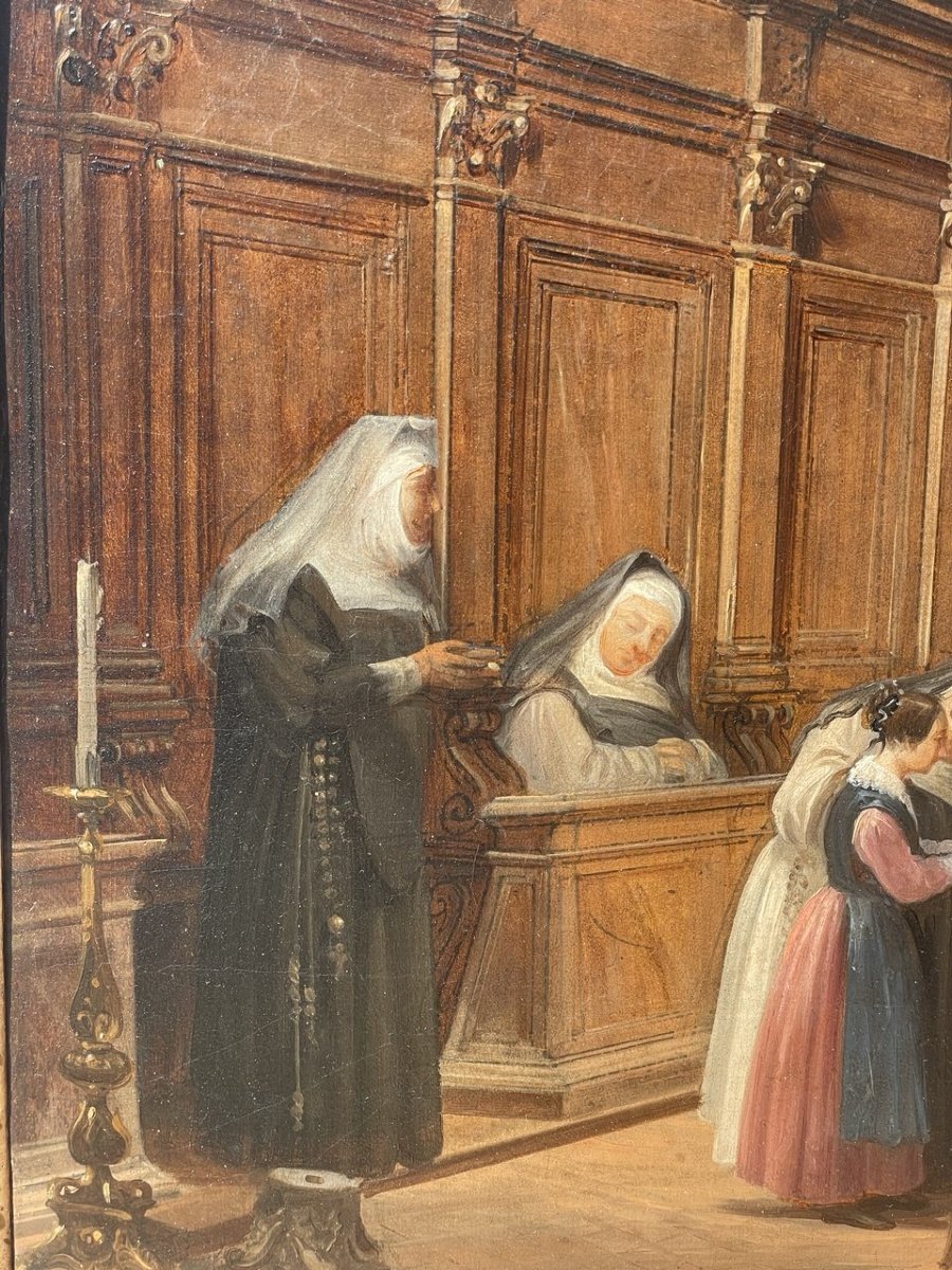 Federico Moja (milan 1802 - Dolo 1885) - Music Lesson In Church.-photo-4