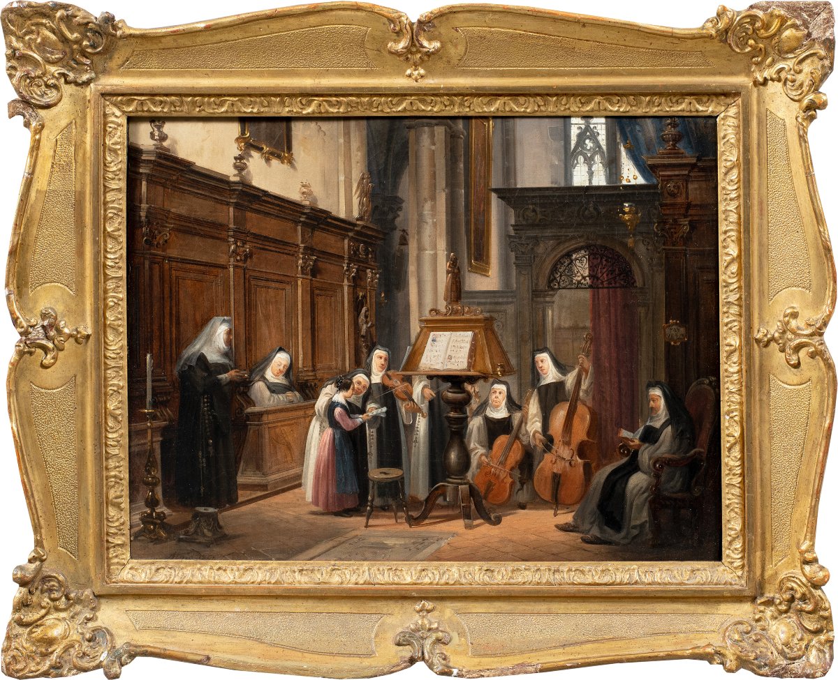 Federico Moja (milan 1802 - Dolo 1885) - Music Lesson In Church.
