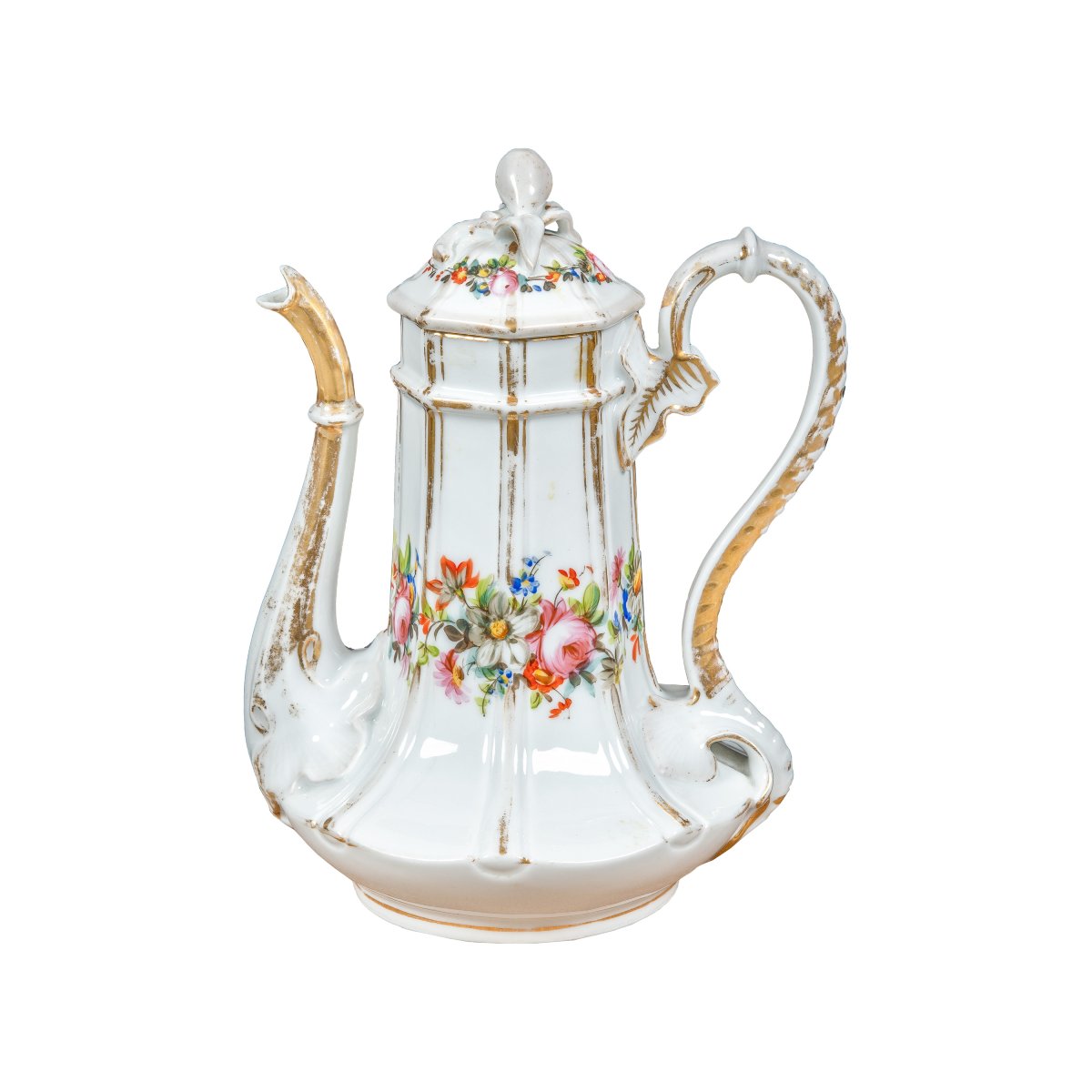 Polychrome Porcelain Coffee Pot. Italy, Early 20th Century.