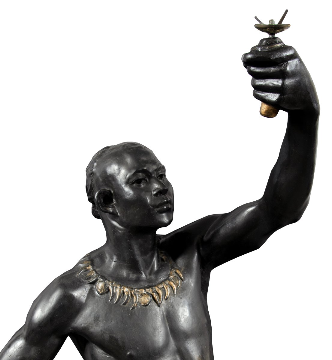 Venetian Sculptor (19th Century) - Black Man Holding A Torch.-photo-3