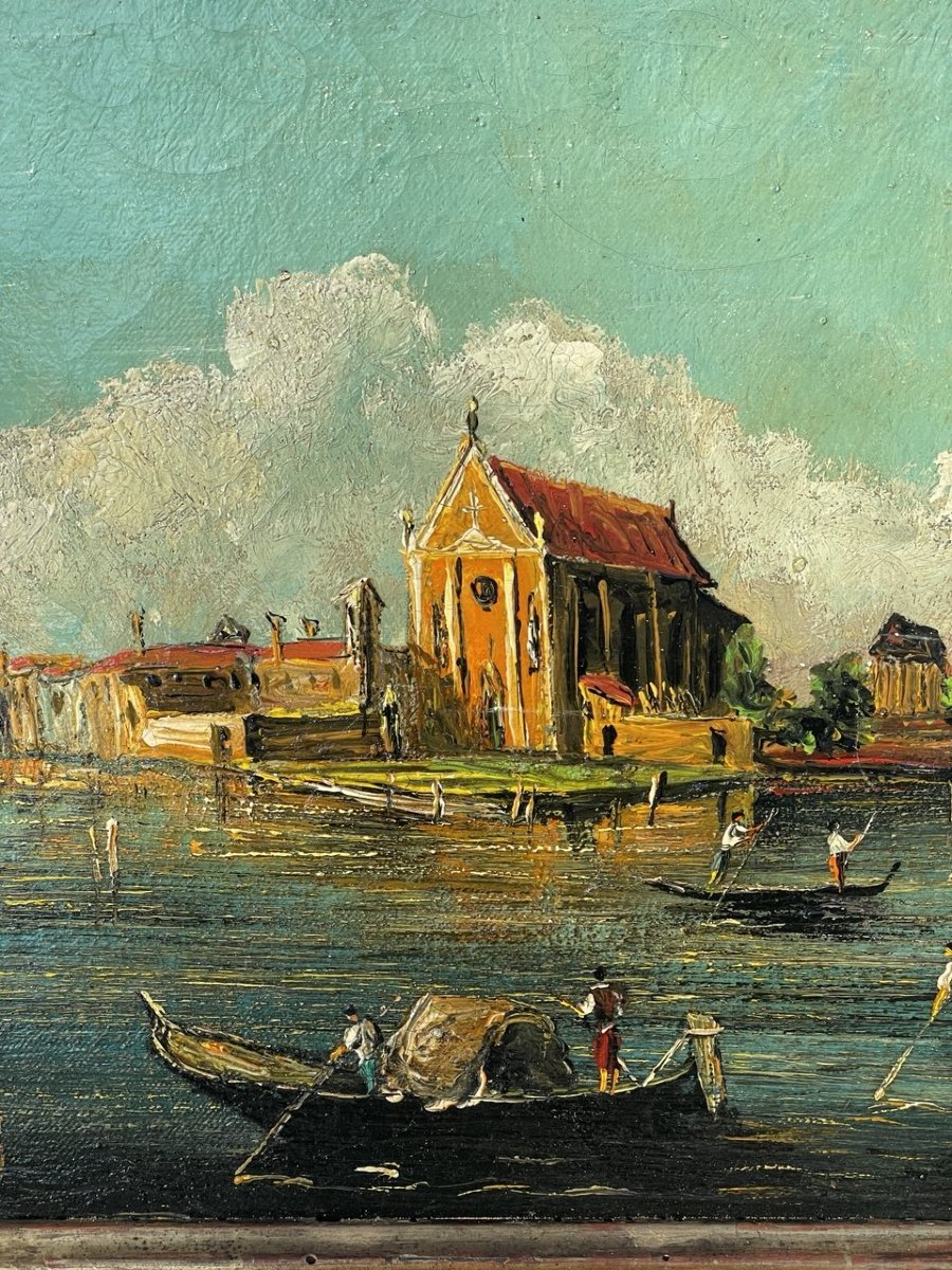 Peintre vénitien (XIXe-XXe siècle) — Venise, vue de l'île de San Cristoforo della Pace.-photo-1