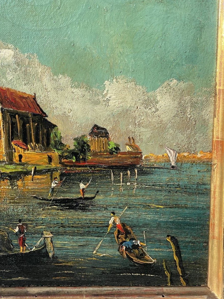 Peintre vénitien (XIXe-XXe siècle) — Venise, vue de l'île de San Cristoforo della Pace.-photo-2