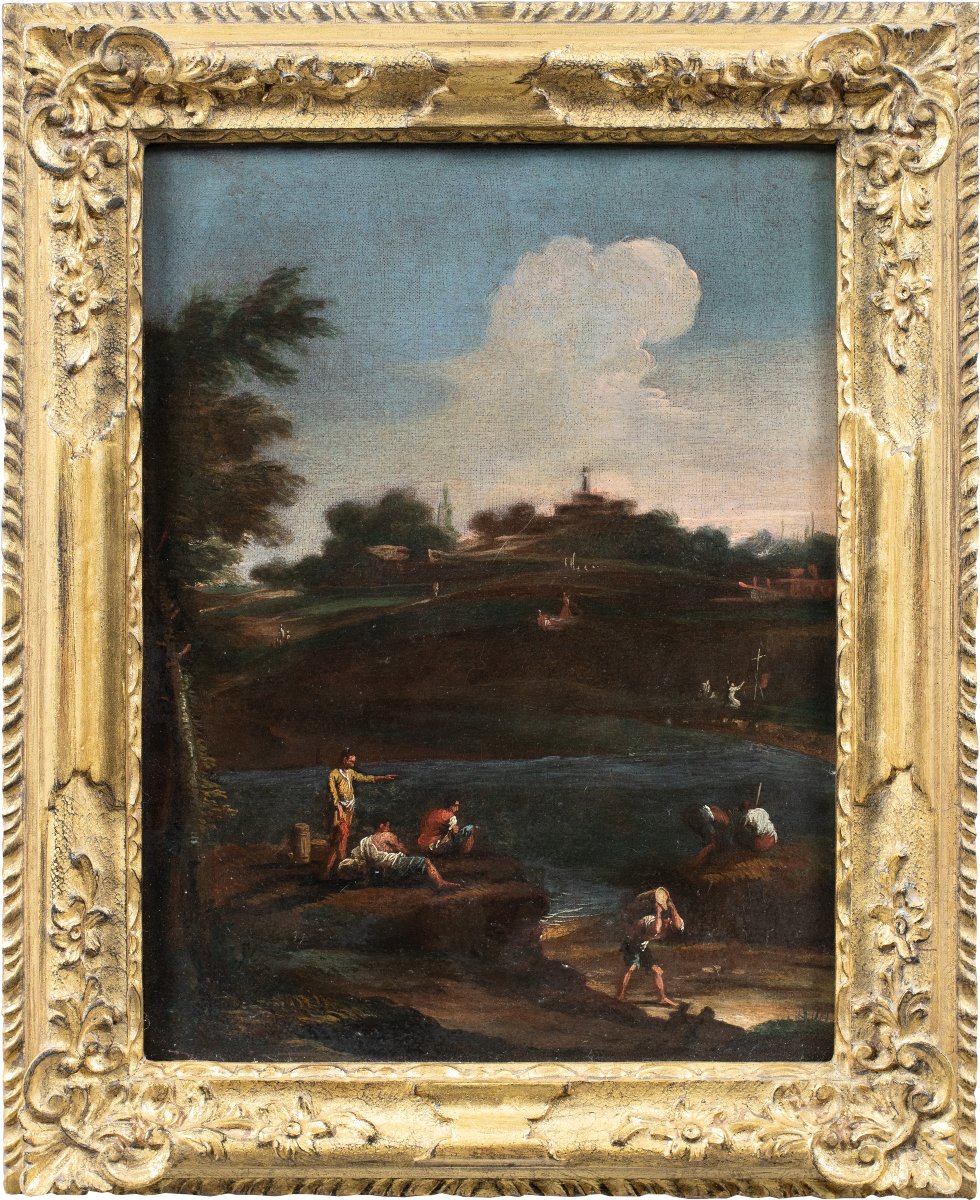 Circle Of Marco Ricci (belluno 1676 - Venice 1730) - River Landscape With Figures.