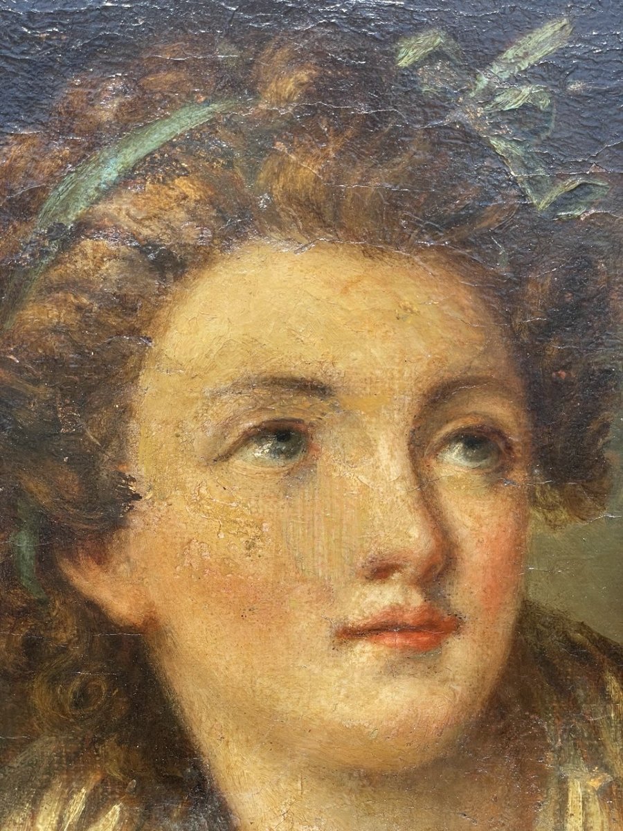 Entourage de Jean-Baptiste Greuze (Tournus, 1725 – Paris, 1805) - Portrait de jeune fille.-photo-2