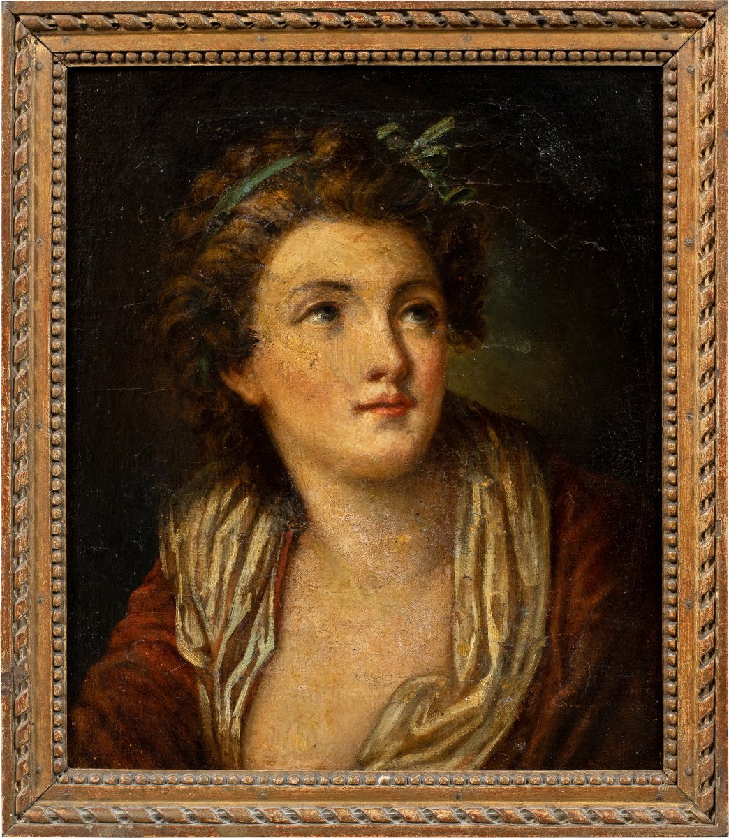 Entourage de Jean-Baptiste Greuze (Tournus, 1725 – Paris, 1805) - Portrait de jeune fille.