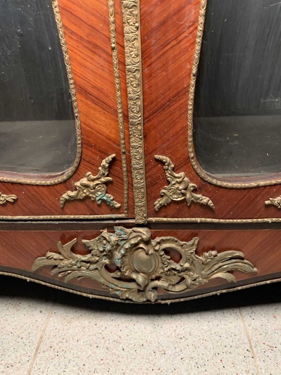Veneered Display Cabinet In Mixed Woods. France, Late 19th Century.-photo-3