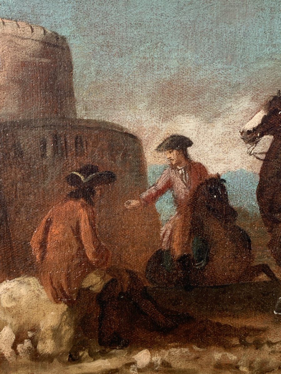Giuseppe Zais (Forno di Canale 1709 - Trévise 1784) - Paysage avec procession de chevaliers.-photo-1