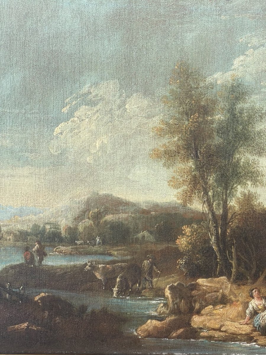 Giuseppe Zais (forno Di Canale 1709 – Treviso 1784) – Landscape With Shepherdesses.-photo-2