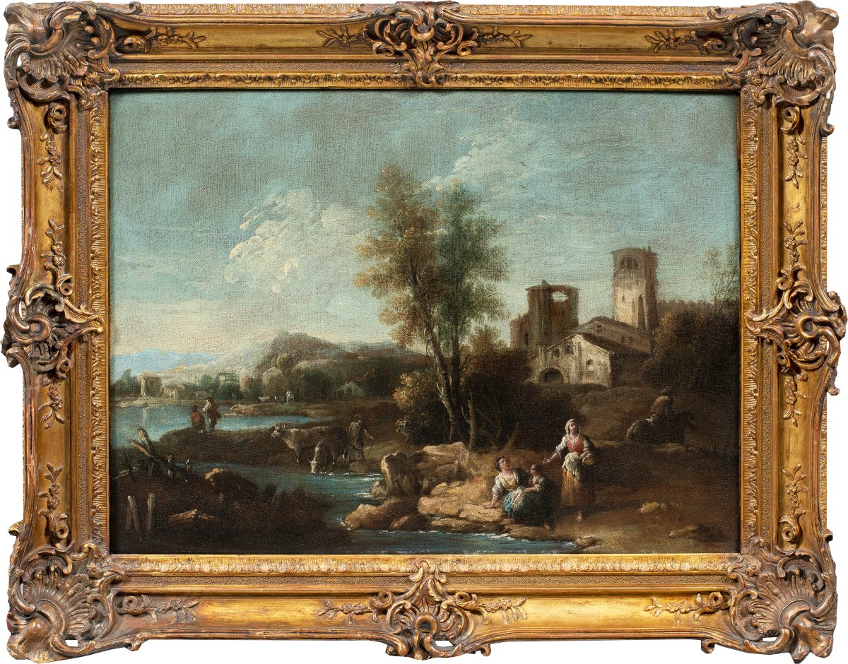 Giuseppe Zais (forno Di Canale 1709 – Treviso 1784) – Landscape With Shepherdesses.