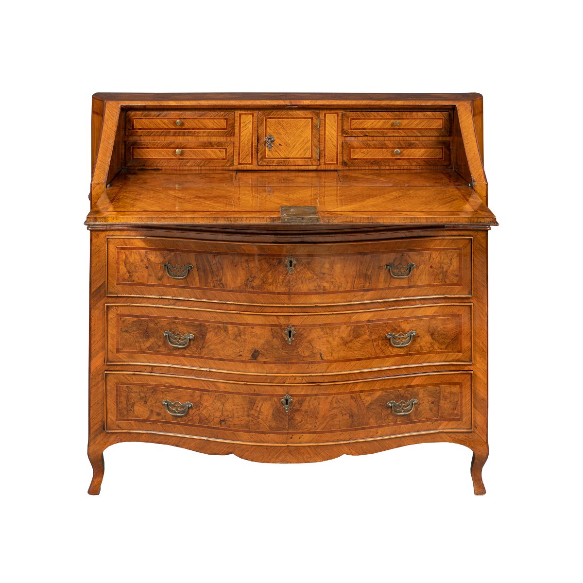 Walnut And Walnut Burl Fall-front Chest Of Drawers. Venice, Second Half Of The 18th Century.-photo-2