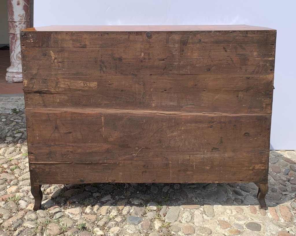 Walnut And Walnut Burl Fall-front Chest Of Drawers. Venice, Second Half Of The 18th Century.-photo-3