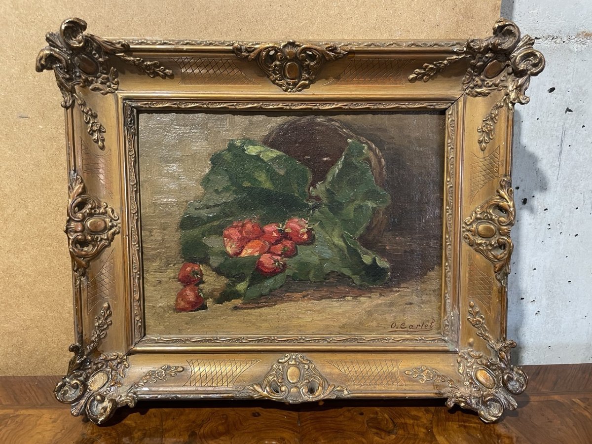 Octave Cartel (belgium, 1884 - 1944) - Still Life With Strawberries.-photo-4