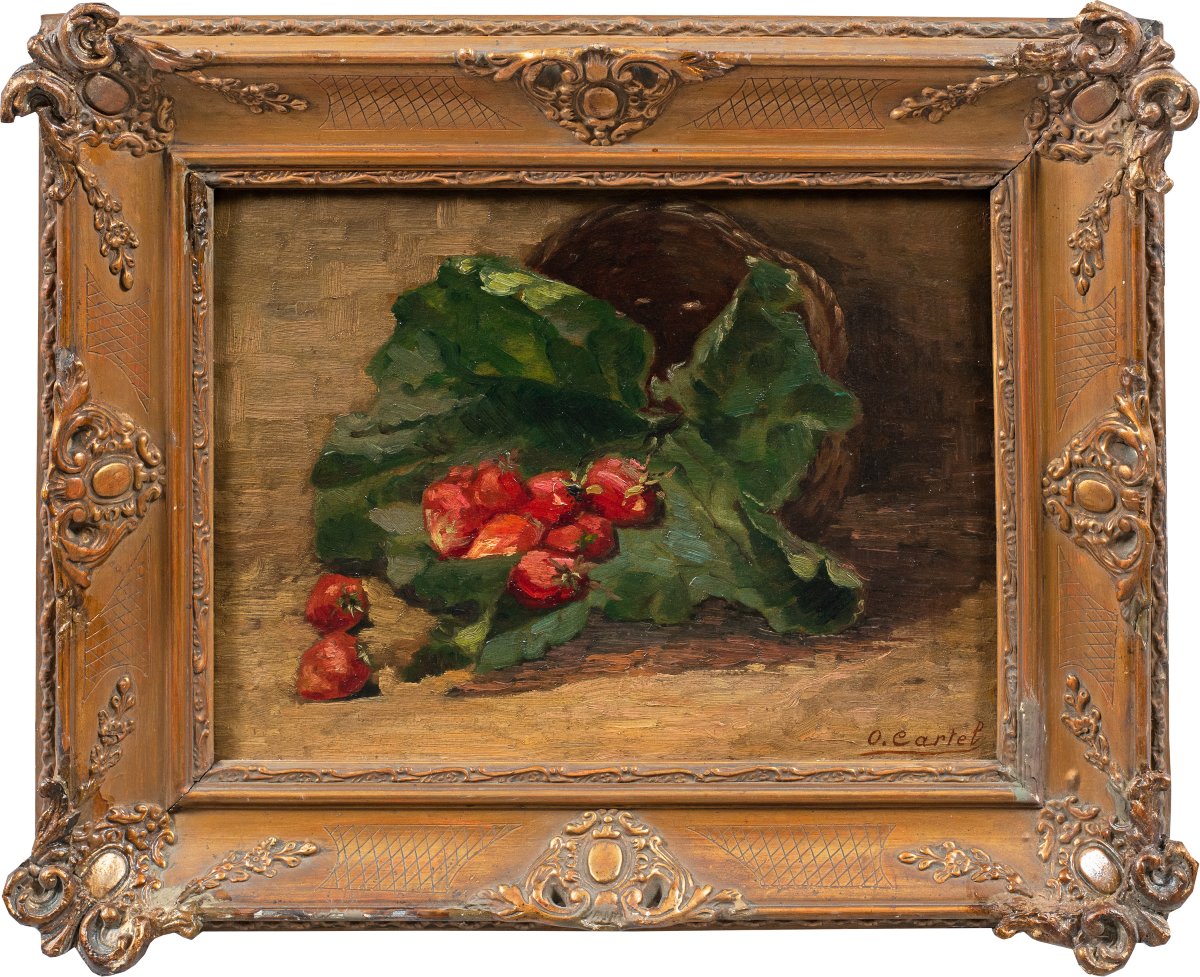 Octave Cartel (belgium, 1884 - 1944) - Still Life With Strawberries.