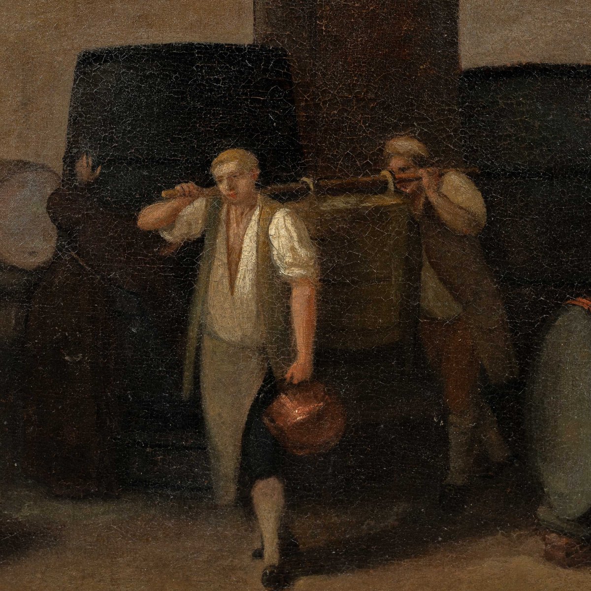 Italian Painter (18th Century) - Interior Of A Wine Cellar During The Grape Harvest.-photo-2