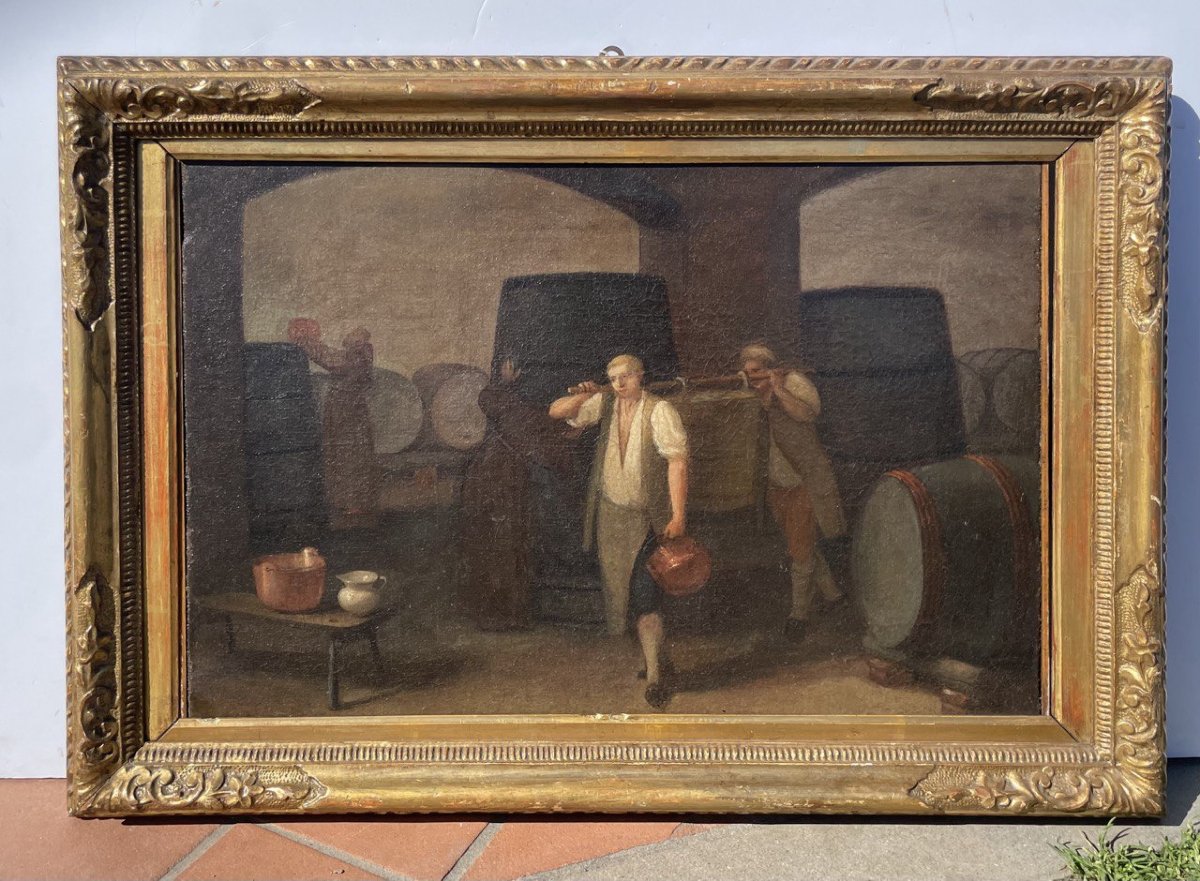 Italian Painter (18th Century) - Interior Of A Wine Cellar During The Grape Harvest.-photo-4