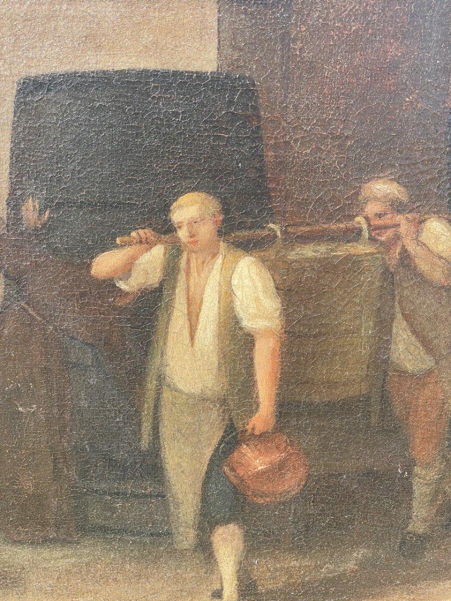 Italian Painter (18th Century) - Interior Of A Wine Cellar During The Grape Harvest.-photo-1