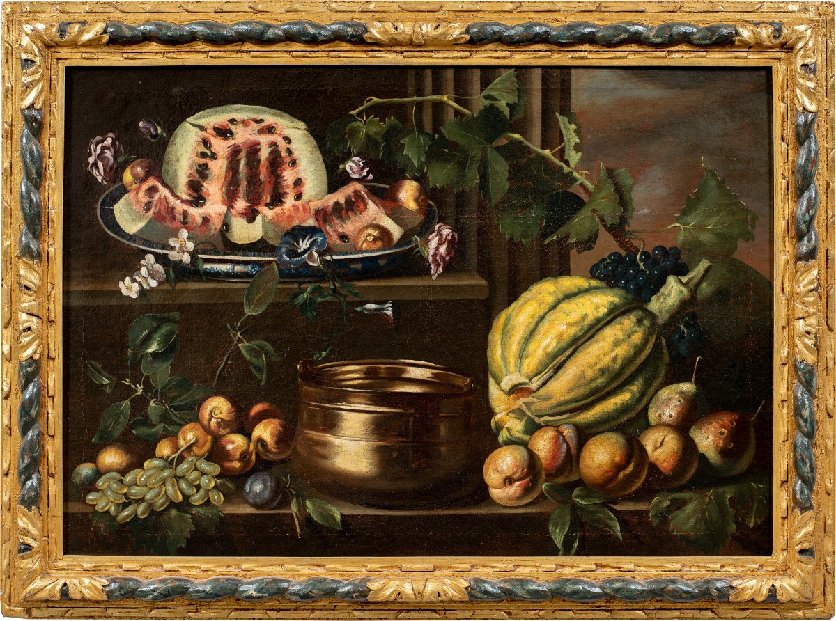 Peintre napolitain (XVIIe-XVIIIe siècle) - Nature morte à la pastèque.