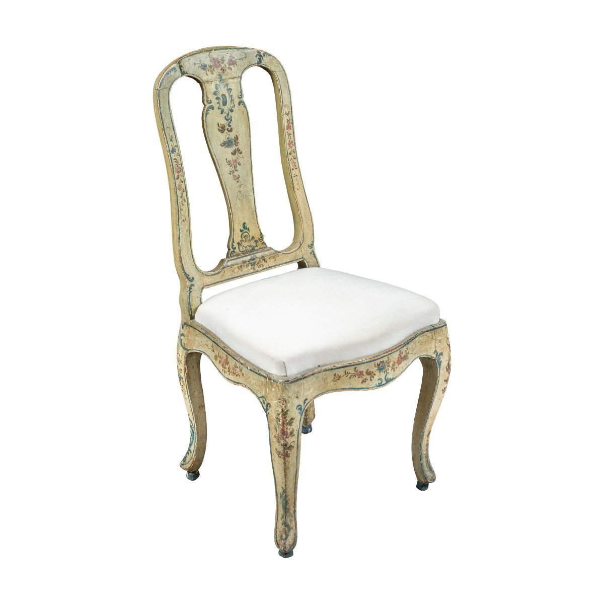 Chaise en bois sculpté, laqué et peint. Gênes, XVIIIe siècle.-photo-2