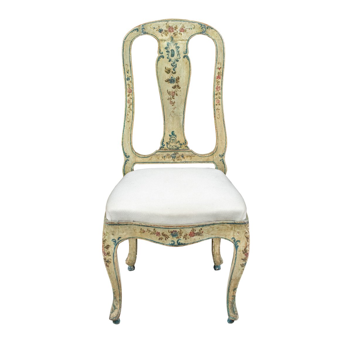 Chaise en bois sculpté, laqué et peint. Gênes, XVIIIe siècle.