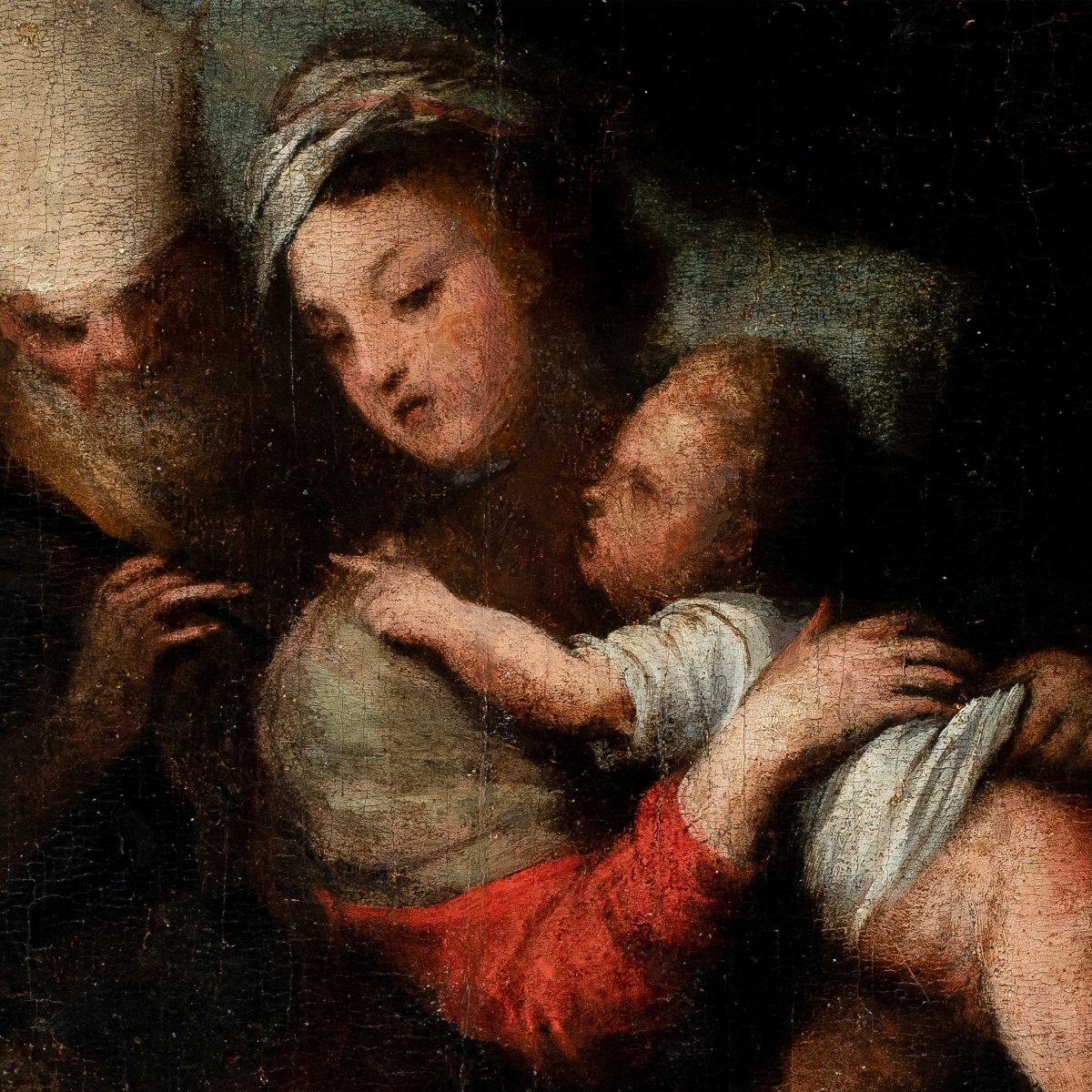 Peintre vénitien (début du XVII siècle) - Vierge à l'Enfant avec saint Georges et saint Nicolas-photo-2