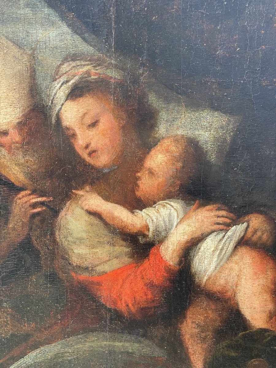 Peintre vénitien (début du XVII siècle) - Vierge à l'Enfant avec saint Georges et saint Nicolas-photo-1