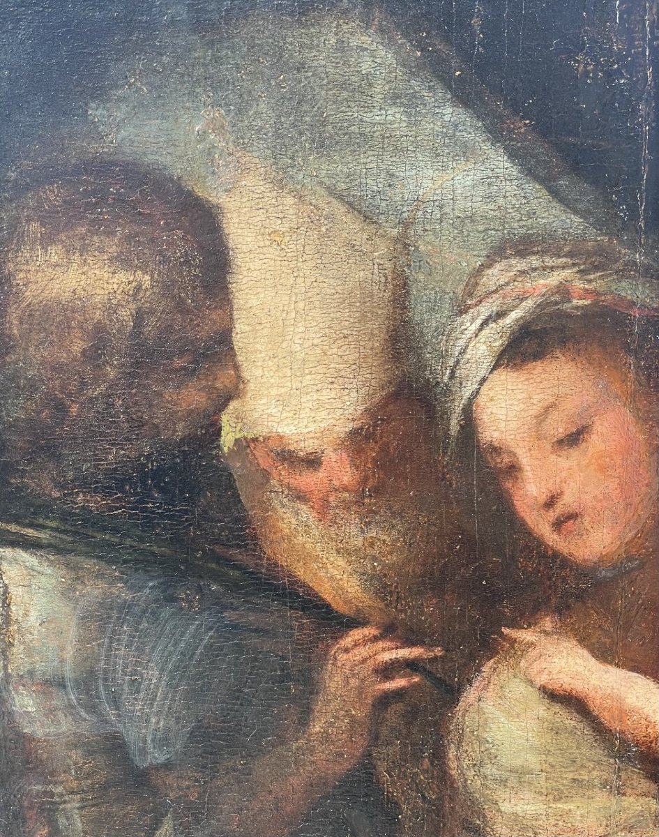 Peintre vénitien (début du XVII siècle) - Vierge à l'Enfant avec saint Georges et saint Nicolas-photo-2