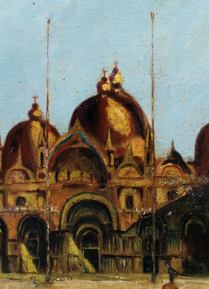Peintre vénitien (fin XIXe - début XXe siècle) - Venise, vue de la place Saint-Marc.-photo-1