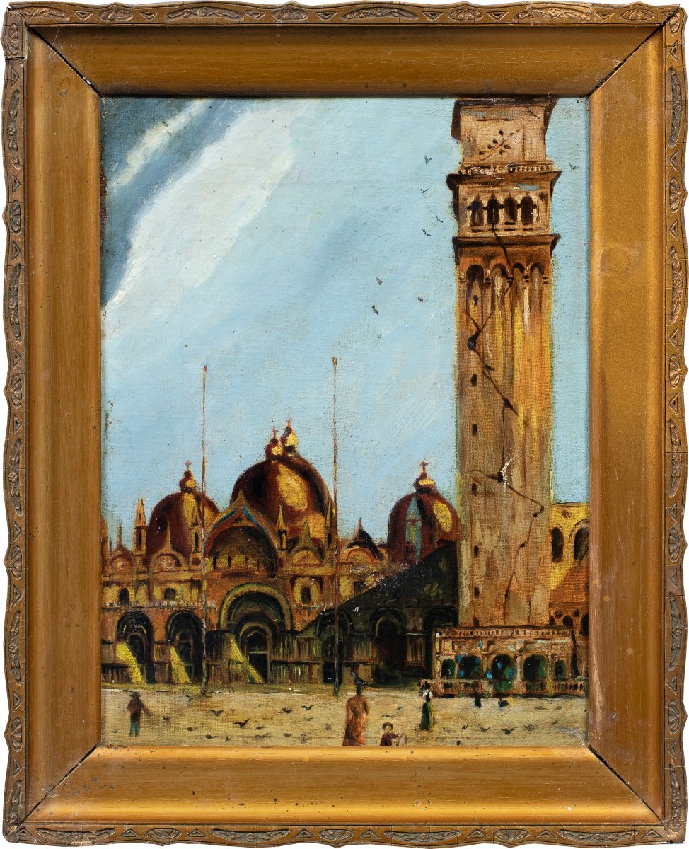 Peintre vénitien (fin XIXe - début XXe siècle) - Venise, vue de la place Saint-Marc.