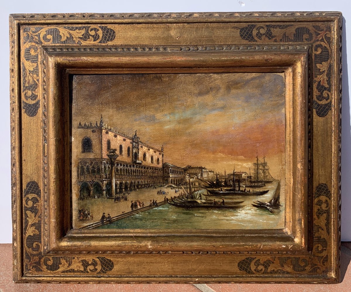 Venetian Painter (xix) - Venice View Of The Basin Of San Marco Towards The Riva Degli Schiavoni-photo-4