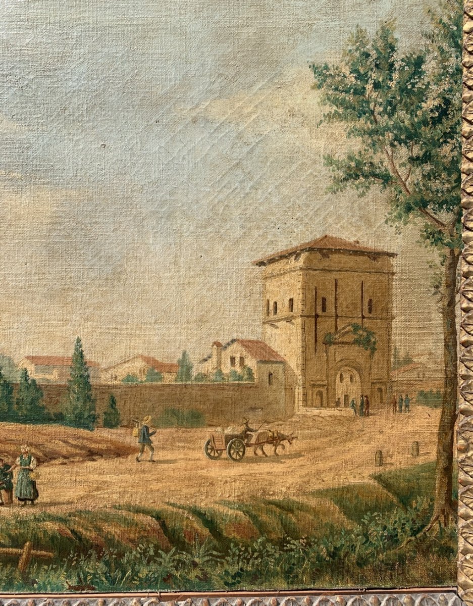 Peintre vénitien (XIX) - Vue de Padoue depuis la Porta Liviana, avec la basilique Saint-Antoine-photo-2