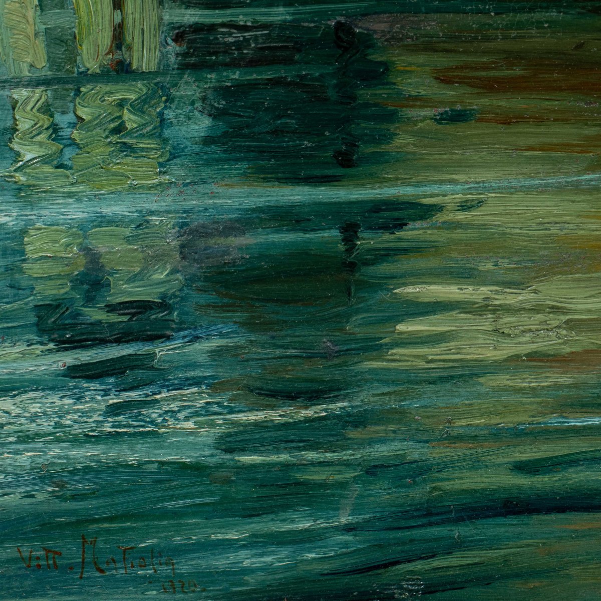 Vittorio Matiolin (active In Venice In The Early XX) - Bragozzi With Raised Sails On The Lagoon-photo-3
