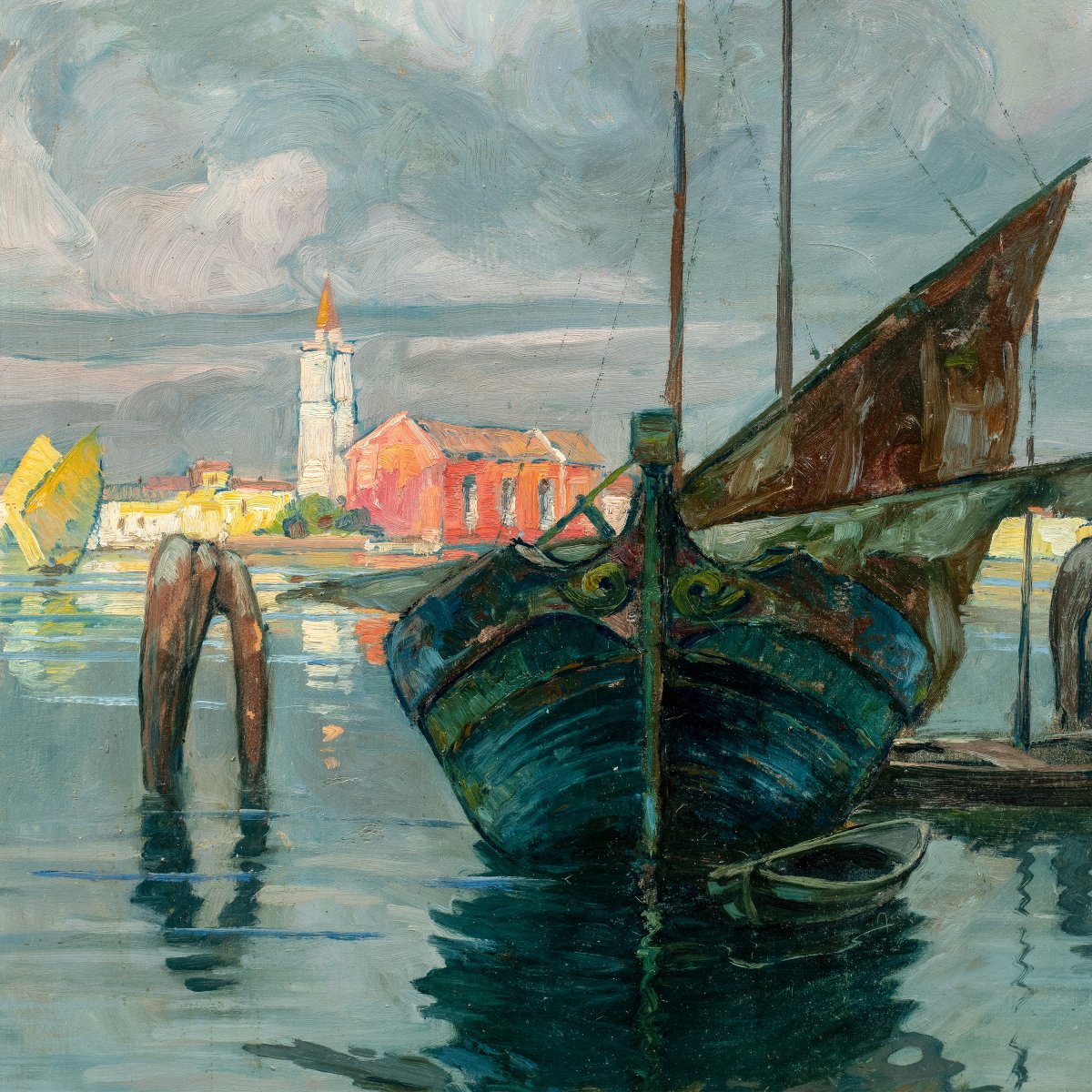E. Scattolini (active In Venice In The Early 20th Century) - Fishing Boats In The Burano Lagoon-photo-2