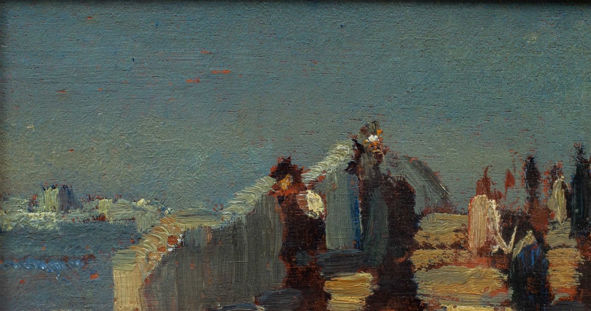 Beppe Ciardi (venice 1875 – Quinto Di Treviso 1932) – Triptych Of Venetian Views.-photo-2