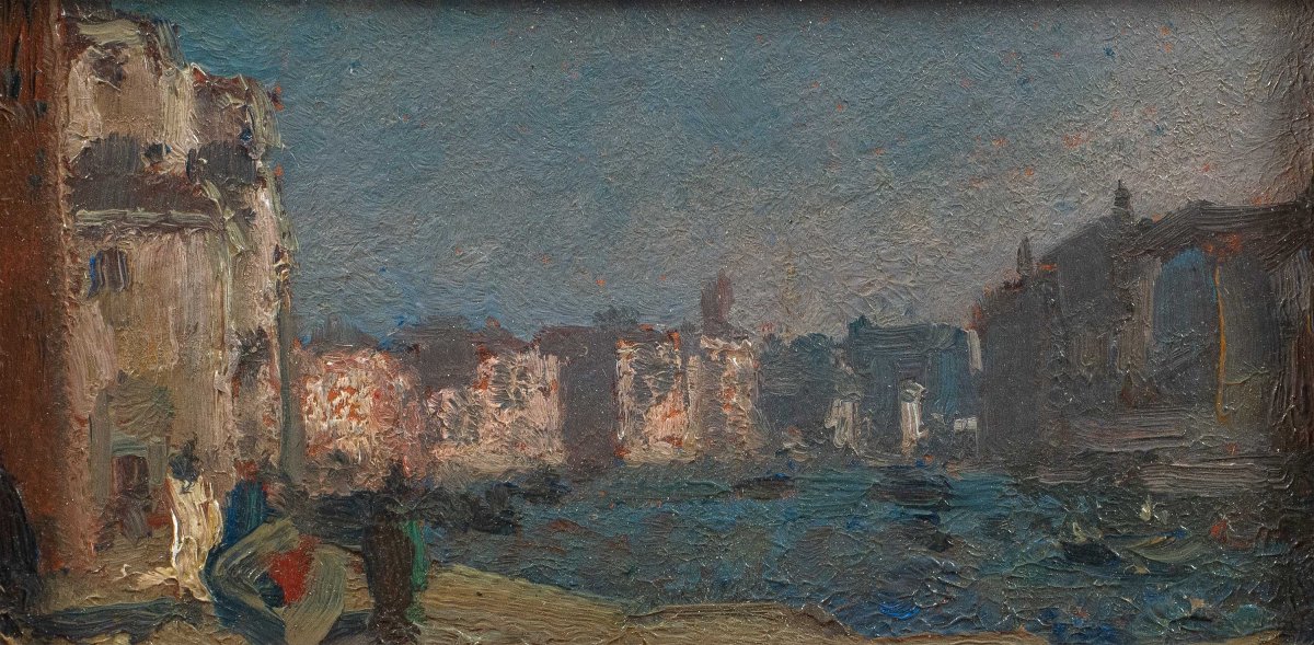 Beppe Ciardi (venice 1875 – Quinto Di Treviso 1932) – Triptych Of Venetian Views.-photo-3