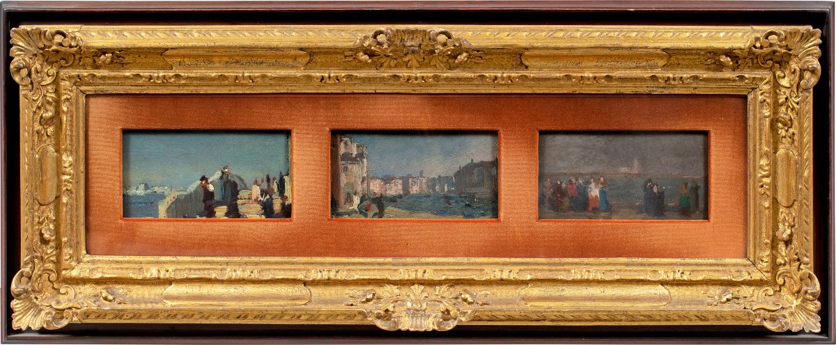 Beppe Ciardi (venice 1875 – Quinto Di Treviso 1932) – Triptych Of Venetian Views.