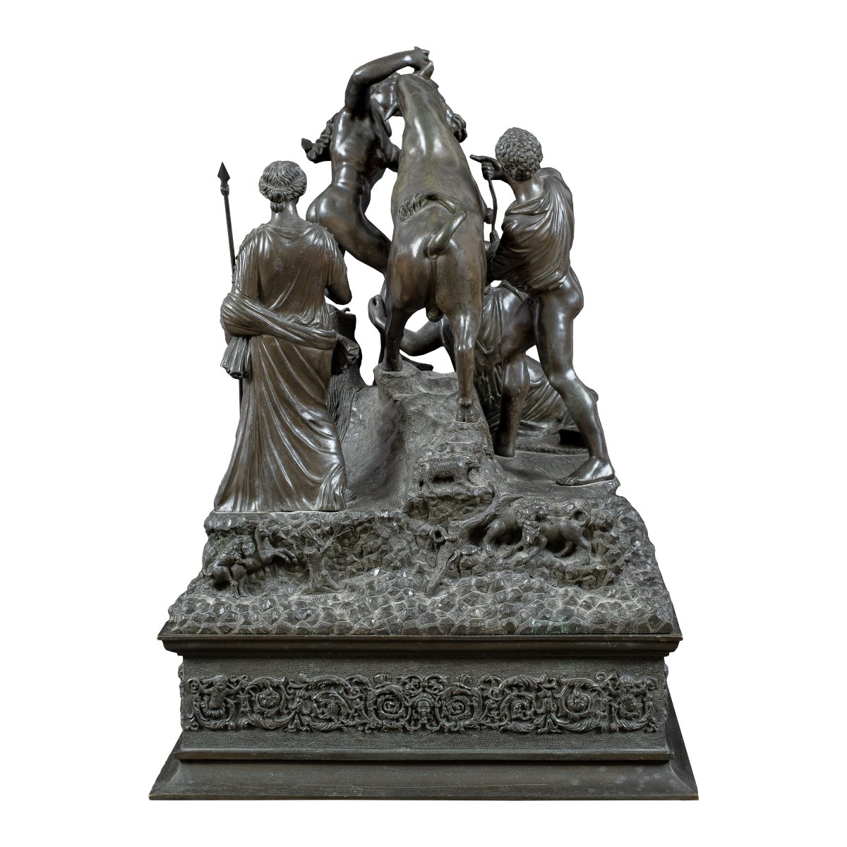Groupe sculptural en bronze - Le Taureau Farnèse (Le Tourment de Dirce) - Rome, XIXe siècle.-photo-4