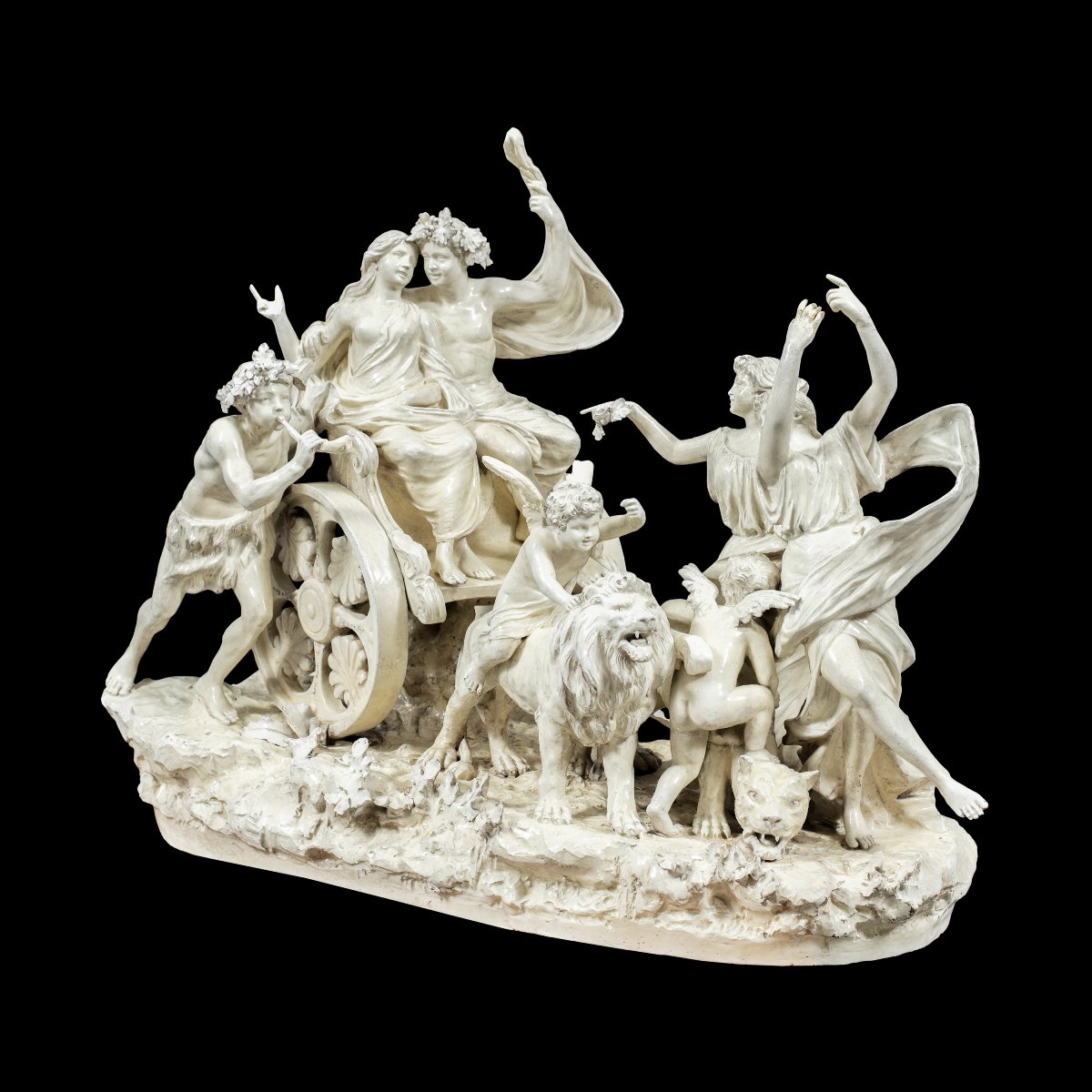 Groupe sculptural en faïence blanche - Le Triomphe de Bacchus et Ariane - XIX.-photo-2