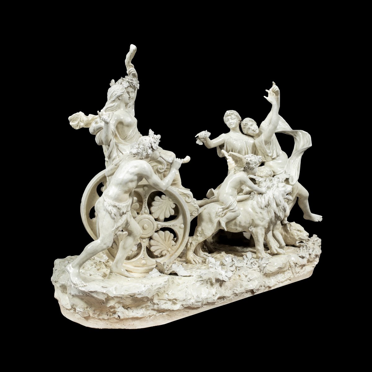 Groupe sculptural en faïence blanche - Le Triomphe de Bacchus et Ariane - XIX.-photo-3