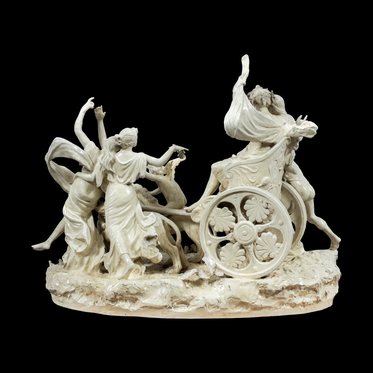 Groupe sculptural en faïence blanche - Le Triomphe de Bacchus et Ariane - XIX.-photo-4