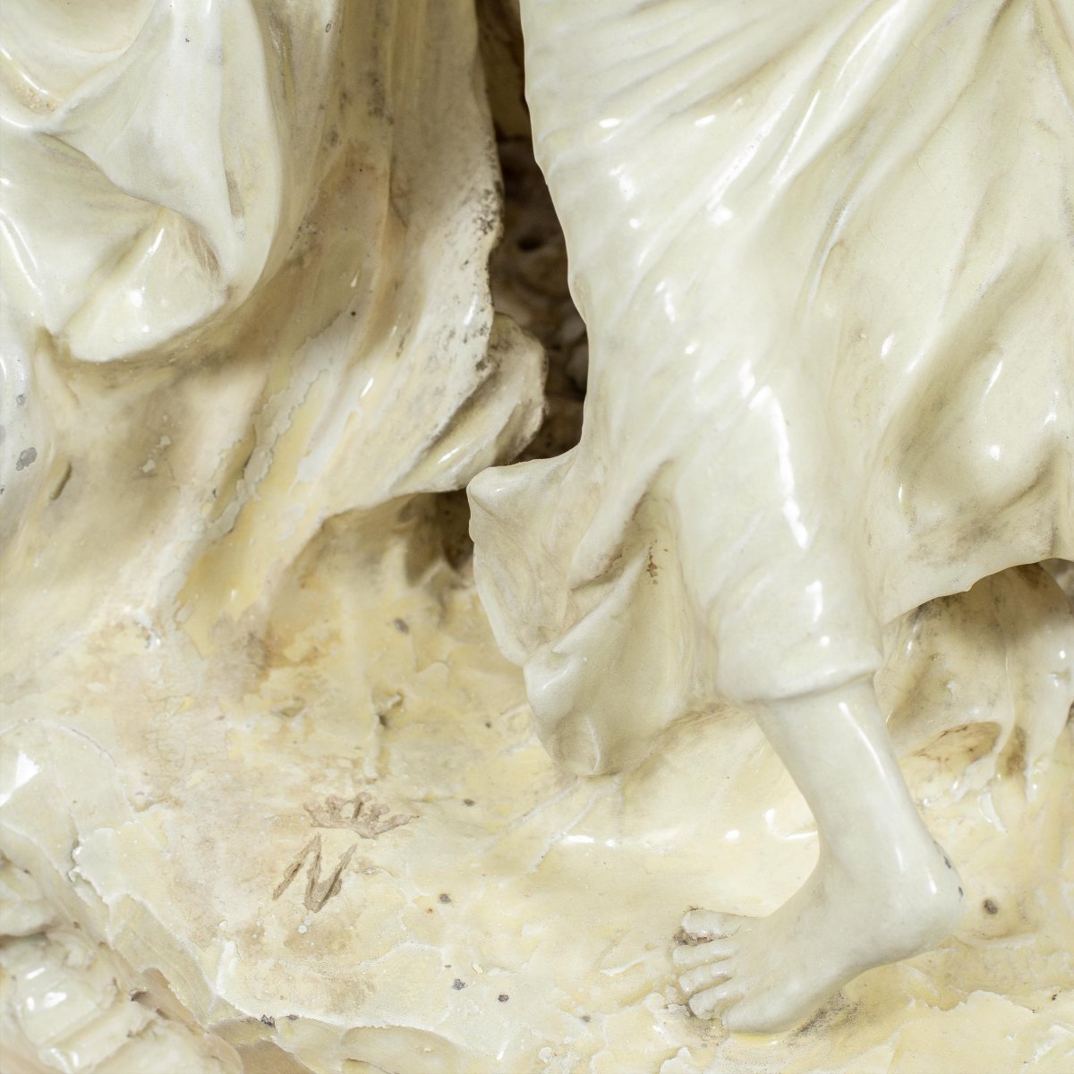 Groupe sculptural en faïence blanche - Le Triomphe de Bacchus et Ariane - XIX.-photo-1