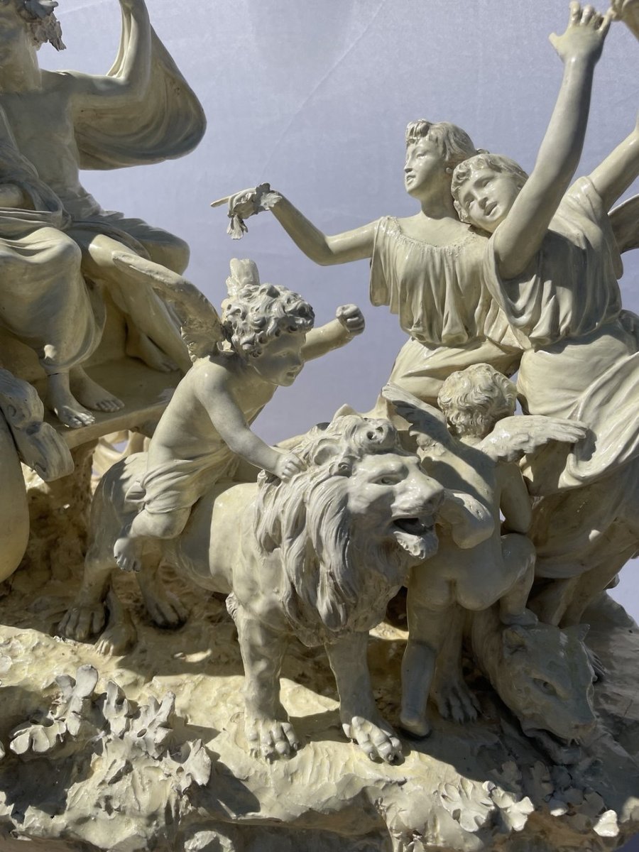 Groupe sculptural en faïence blanche - Le Triomphe de Bacchus et Ariane - XIX.-photo-3
