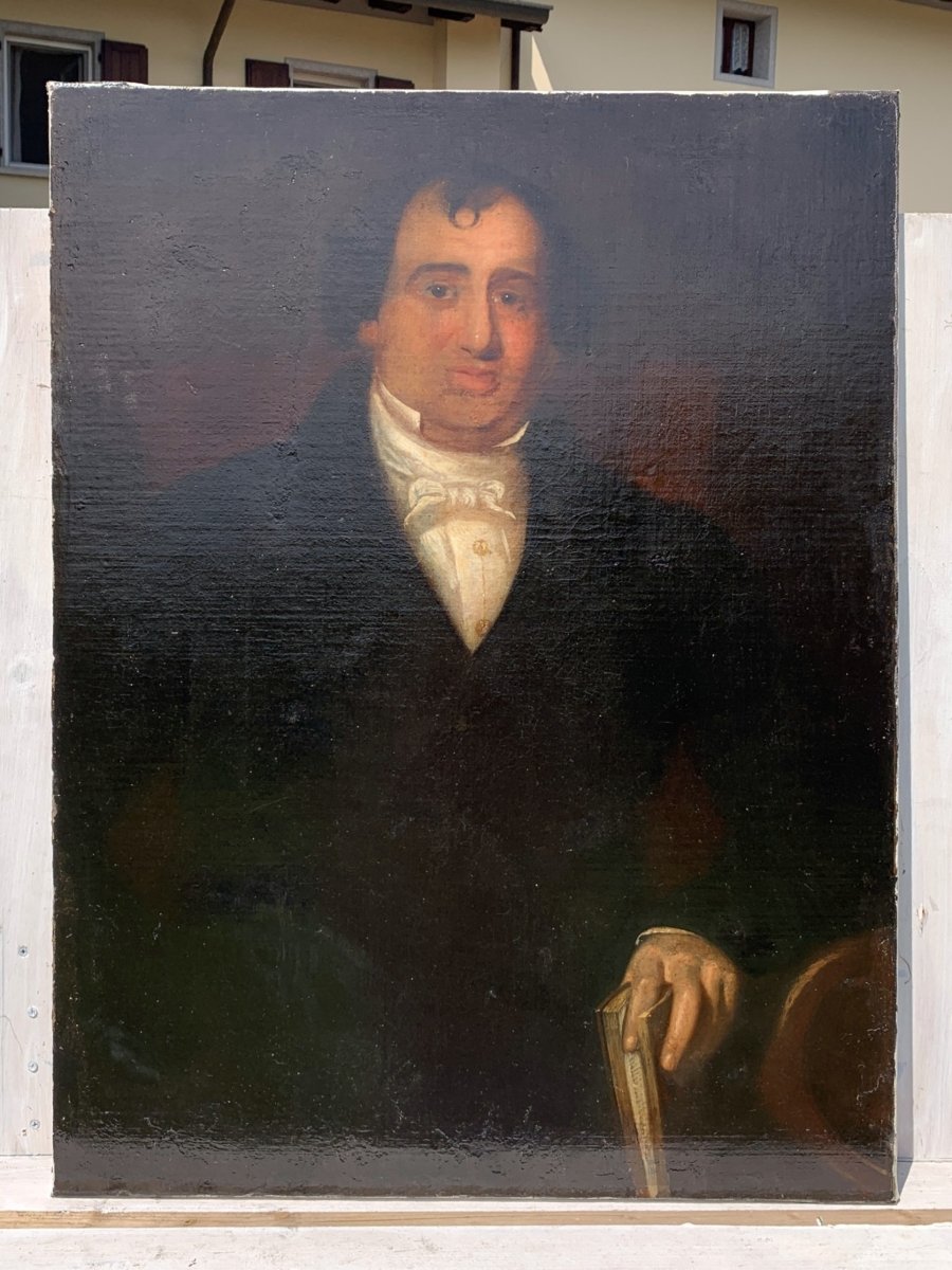 Italian Painter (19th Century) - Portrait Of A Gentleman With A Book.-photo-4