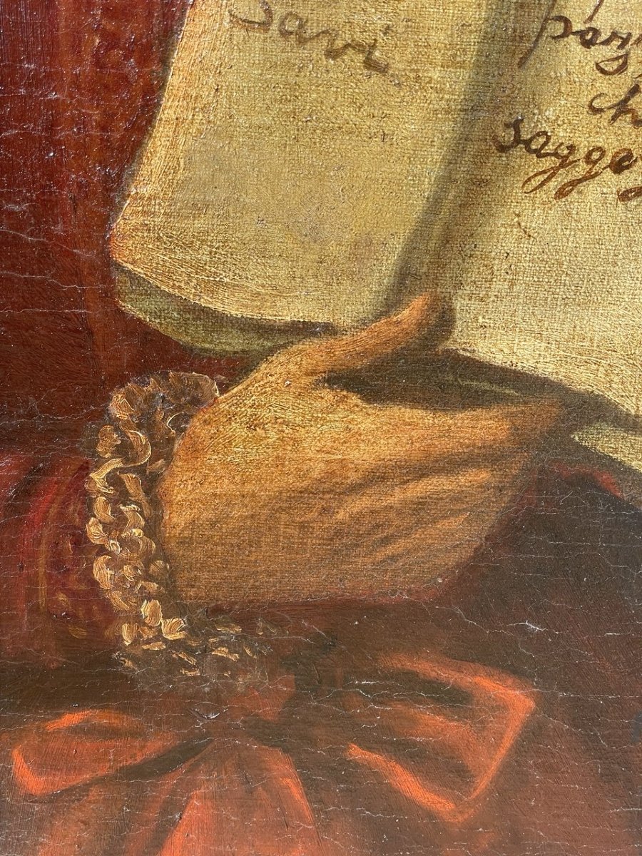 Peintre italien (seconde moitié du XVIIIe siècle) - Portrait d'un vieillard avec un aphorisme.-photo-2
