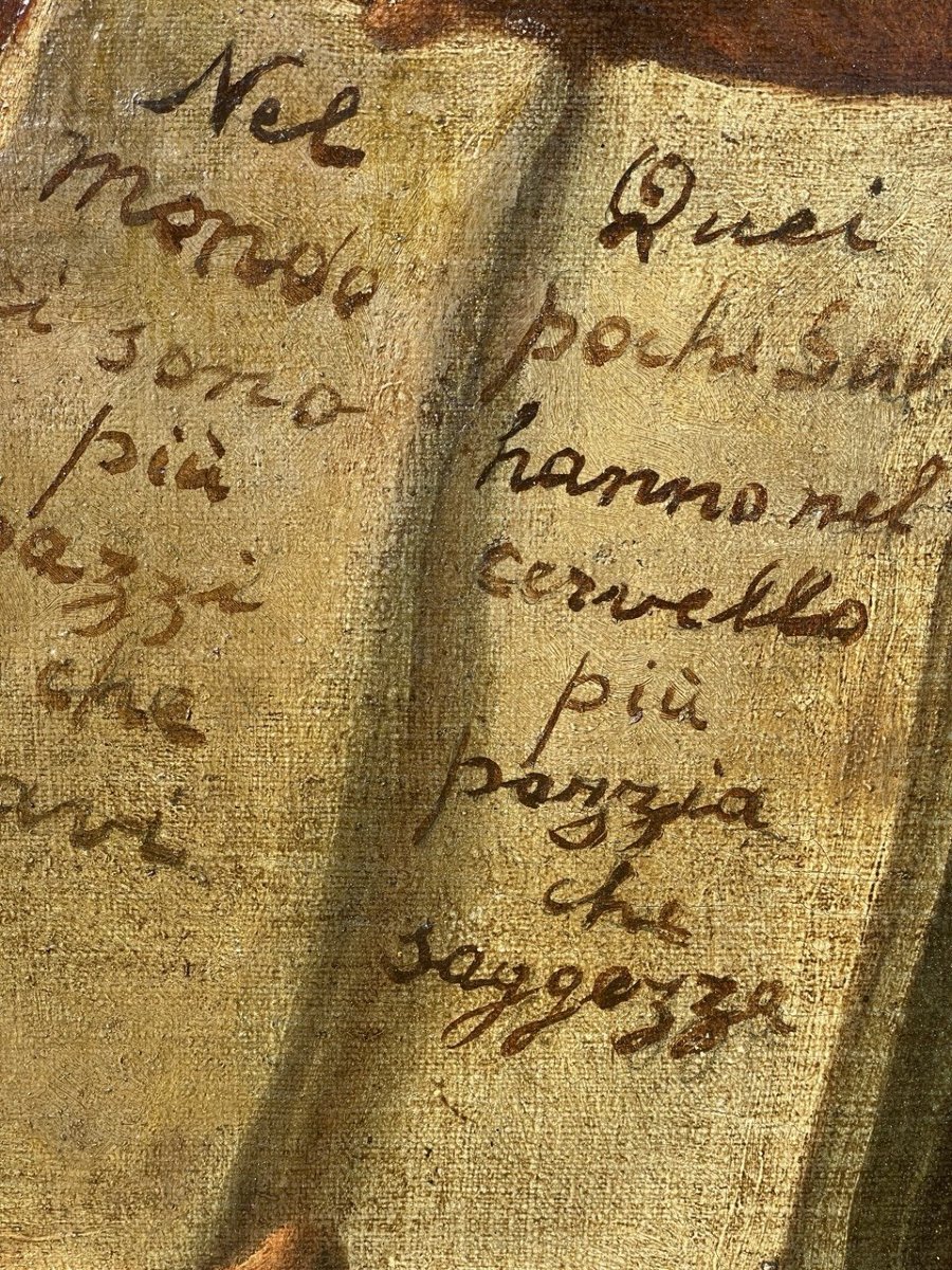Peintre italien (seconde moitié du XVIIIe siècle) - Portrait d'un vieillard avec un aphorisme.-photo-3