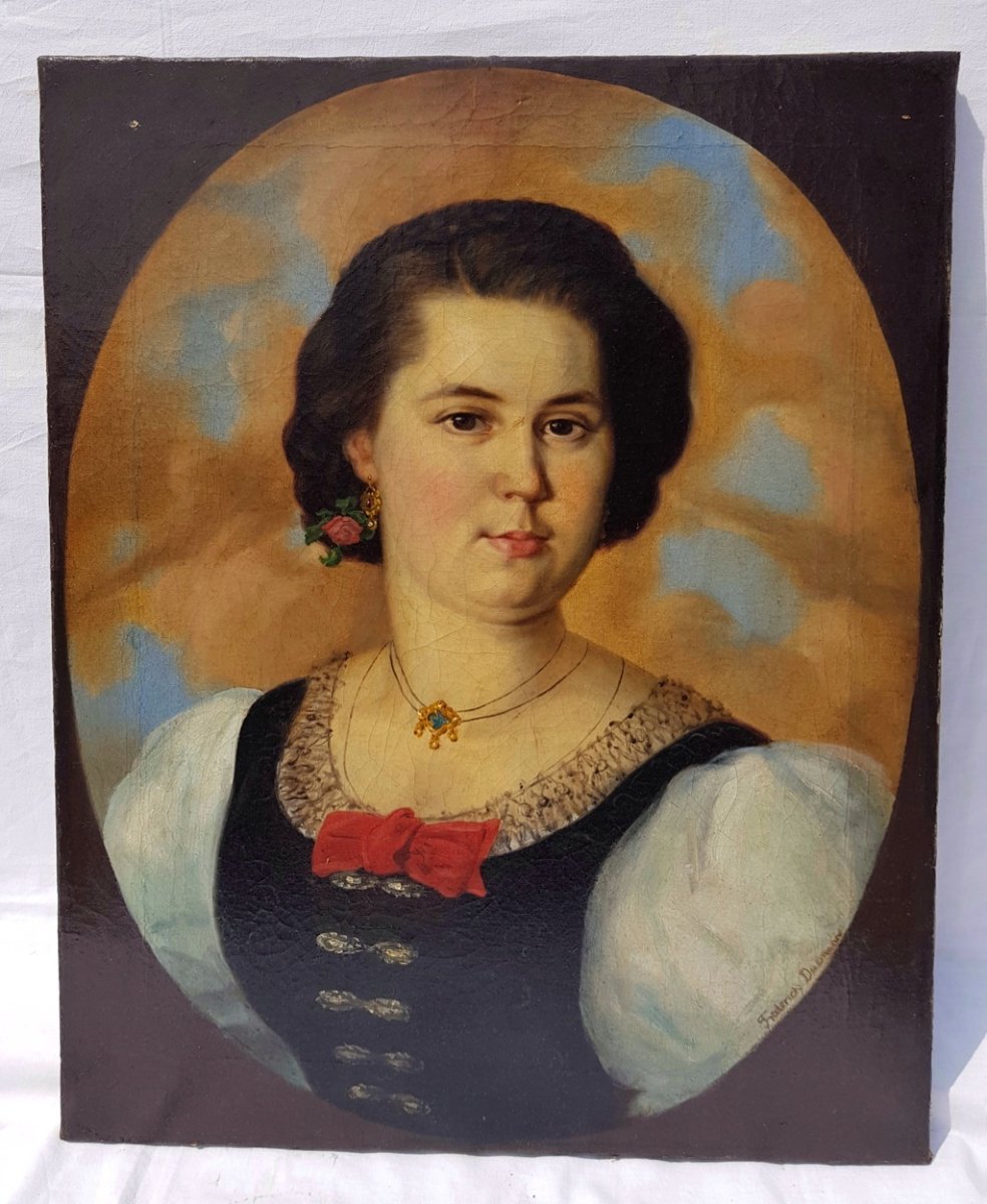 Frederick Dielman (Hanovre 1847 - Washington 1935) - Portrait de femme.-photo-4