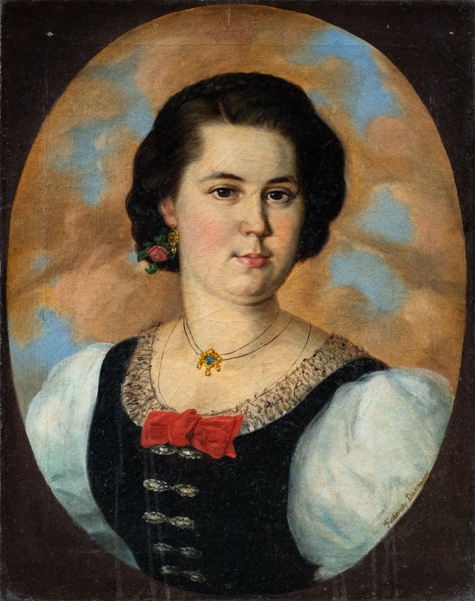 Frederick Dielman (Hanovre 1847 - Washington 1935) - Portrait de femme.
