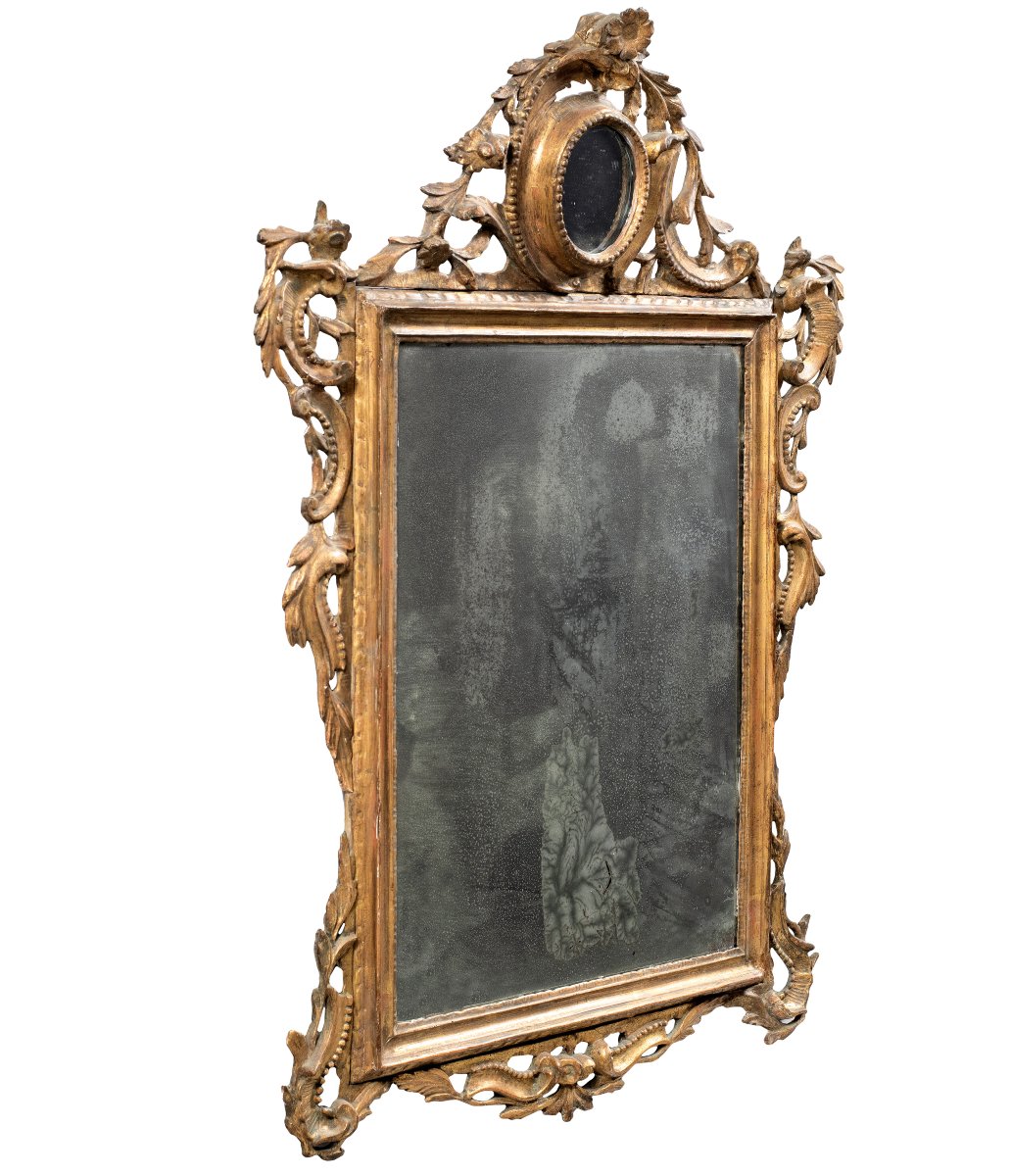Carved And Gilded Wooden Mirror. Venice, Second Half Of The 18th Century.-photo-3